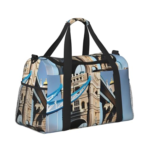 Tower Bridge in London Print Travel Duffel Bag for Men & Women, Foldable Travel Bags and Spacious Weekender Tote Bag for Storage Toiletry Luggage Personal Item3