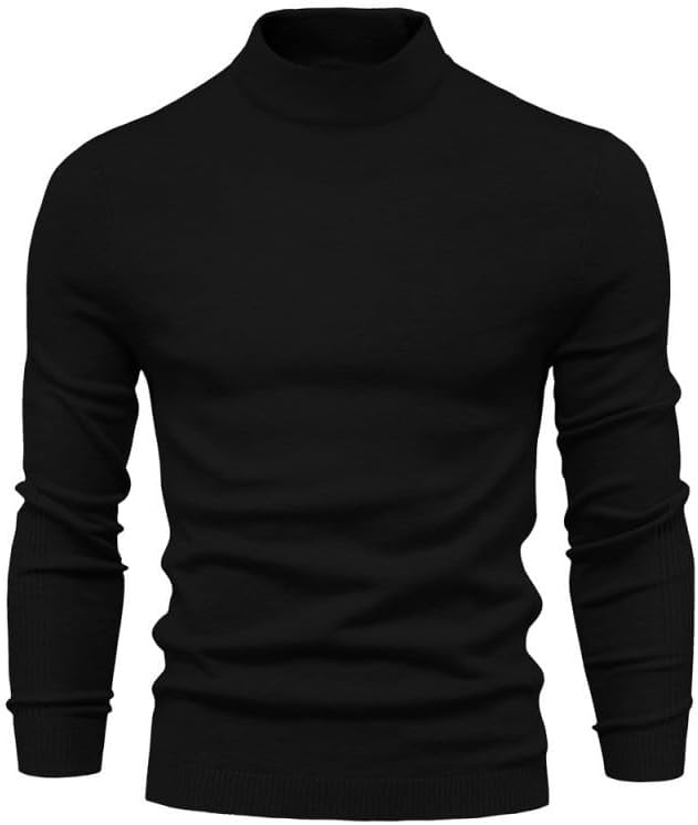 Solid Color Pullover Sweater Men's Semi High Neck Casual Base Sweaters
