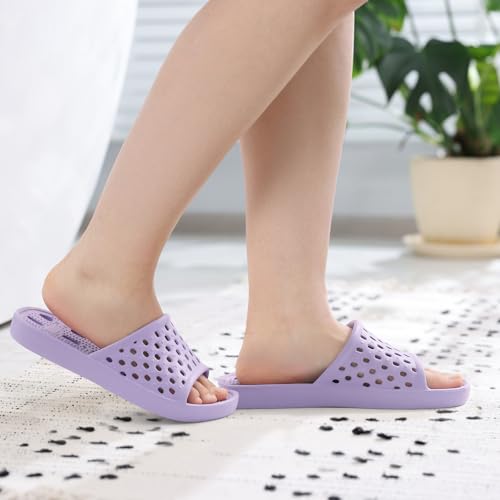 Image of Litfun Shower Shoes for Women Non-Slip Quick Dry Shower Slippers Lightweight Pool Sandals with Drain Holes for College Dorm, Beach, Bathroom & Gym