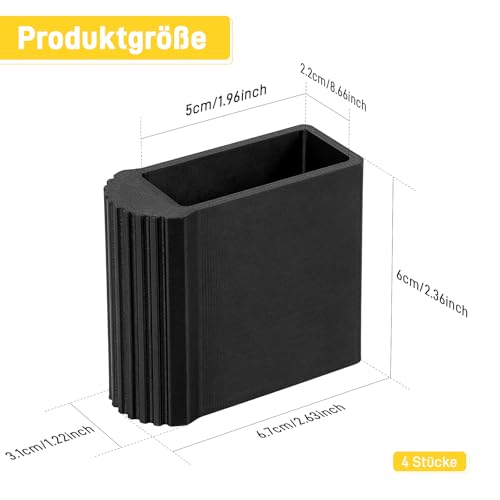 JESTOP 4X Leiterfüße 50x22mm | Universal rutschfeste Gummi Schutzkappen für Klappleitern & Leitern | Schwarz