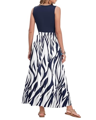 Image of AUSELILY Womens Maxi Dress Summer Sleeveless Wrap Long Dresses with Pockets | V-Neck Wrap Sleeveless Sundress, fits formal, casual, beach, vacation & daily wear