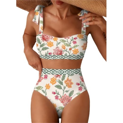 Bikini 2 pièces femmes maillot de bain taille haute colorful taille L