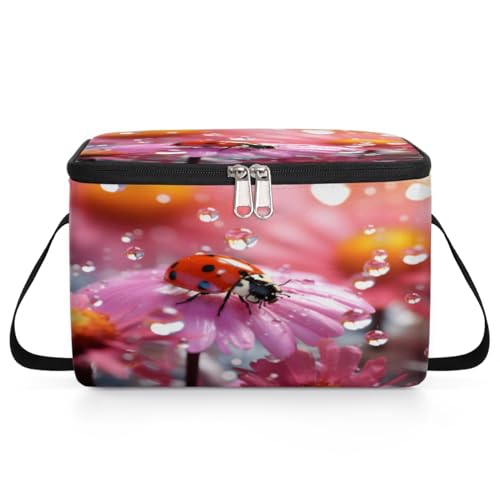 GzLeyigou Animal Lunch Bags for Women Men 9 Cans, Hot & Cold Food Delivery Bag Insulated Grocery Bag Insulated Lunch Box Flower Cooler Bag for Office Work Picnic Beach