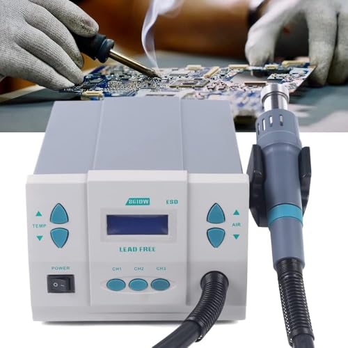 1000W 110V Hot Air Gun Soldering Station, 861DW Digital Heat Gun Soldering Rework Station Repair Welding Solder with Air Nozzles Heat Device for Electronics Repairing and Desoldering