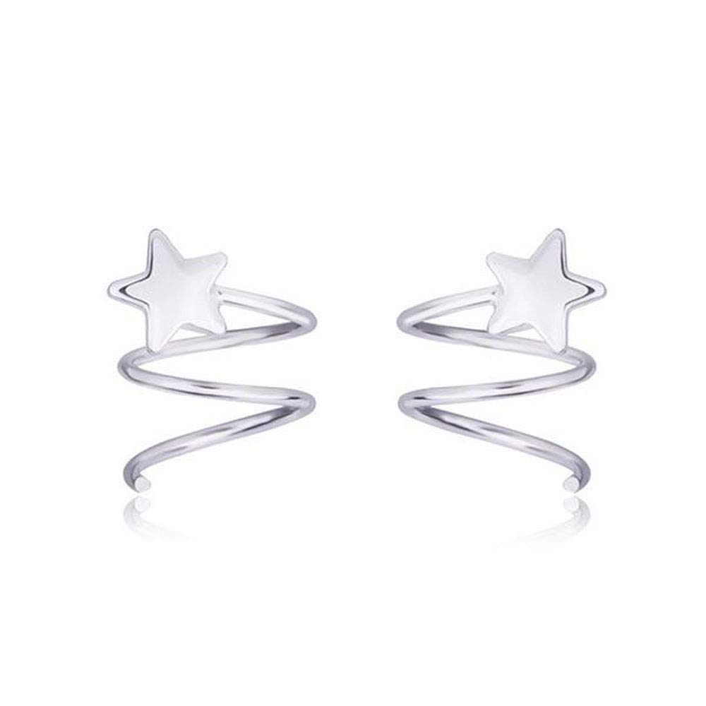BelonsSpiral Earrings Star/Heart/Paper Plane 925 Sterling Silver Spiral Helix Studs Earrings Wrap Earrings Ear Cuffs for Womens Girls
