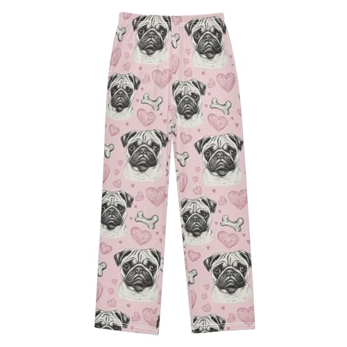 Pajama Bottoms, Pajamas Pant Bulldog Lounge Wear Casual Cartoon Hearts Sleep Long Pants Soft Pjs Sleepwear