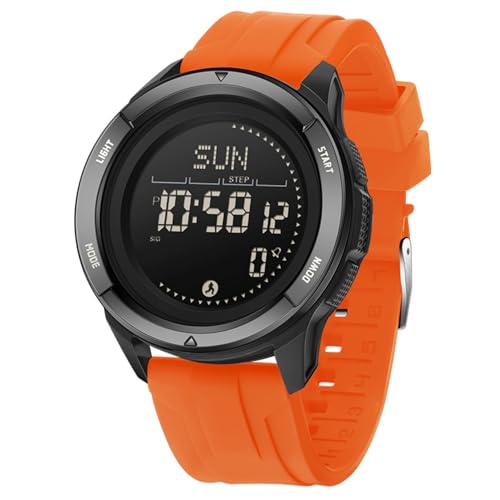 BIEWO Montre de sport militaire numérique pour homme - Étanche jusqu'à 5 ATM - Montre de fitness avec boussole, métronome, calories, chronomètre, compteur...