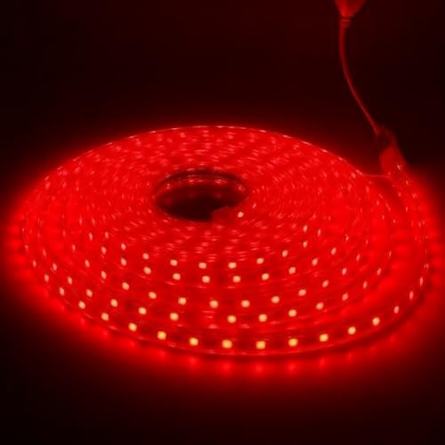 Image of Gesto 3 Meter Rope LED Strip Lights | 120 LED /Mtr Waterproof Outdoor Lights for Balcony, Home Decor, Cove Light for False Ceiling | Flexible, Cuttable Strip Light for Diwali Decoration - Red