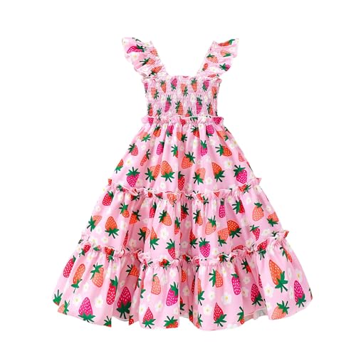 Little Girl Twirl Dress Kids Sleeveless Ruffle Tiered Smocked Dresses Girls Summer Outfits Beach Sundress
