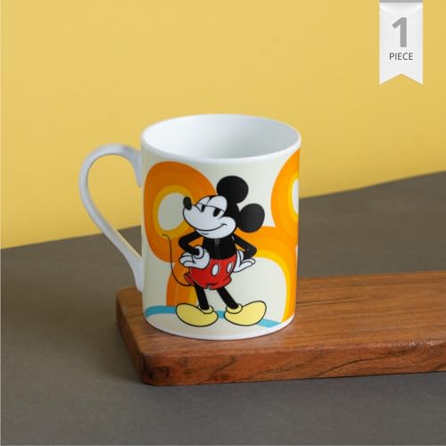 Image of Clay Craft - Official Disney Mugs : Mickey Mouse inchMickey Vibes inch Print, Fine Ceramic Coffee Mug, 360 Ml |Cartoon Character Gift Mug for Kids & Adults | Microwave & Dishwasher Safe