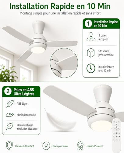 Ventilateur plafond avec lumiere Airwit solution silence et montage rapide - 3