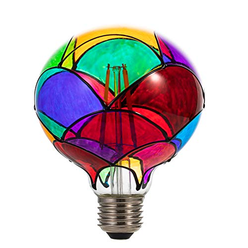 I-SHUNFA Edison Glass LED Light Bulb, E26 Standard Base 6 Watts Heatless G95 Globe Shape LED Light Bulbs for Home Party, Recreation Room,Balcony,Garden,Christmas Decoration