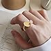 14k Gold-Plated Signet Rings for Women Handmade Geometric Pearl Gold Plated Statement Ring Minimalist Stackable Engagement Ring for Wedding Birthday Valentine's Day Gift