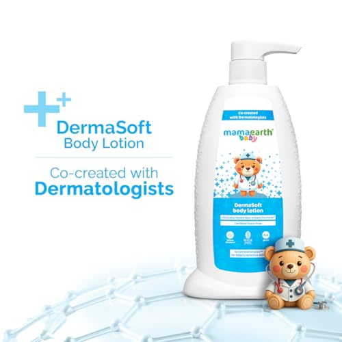 Image of Mamaearth Baby DermaSoft Body Lotion with SensiCareComplex for Baby's Sensitive Skin - 250 ml | Co-created with Dermatologists for Newborns | Enriched with SensiCareComplex for Baby's Sensitive Skin | Safe and Non-irritant formula* | Fragrance-Free