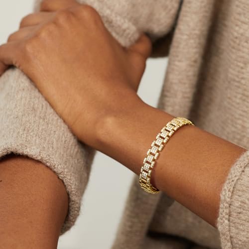 KELORIS PATH Gold Cuff Bracelets for Women, 14k Gold Plated Open Twisted Adjustable CZ Cuff Bangles Dainty Jewelry Gifts4