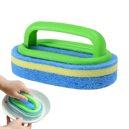 Cepillo de Esponja,Estropajo Limpiador con Mango Ergonómico | Estropajo Multiusos para Cocina Baño Azulejos Piscinas Y SPA