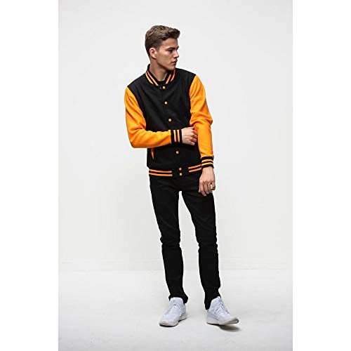 Awdis Unisex Varsity Jacket (S) (Jet Black/Hot Pink) #TOP6