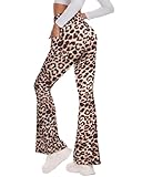 TNNZEET Flared Leggings Women with Pockets Yoga Pants Bootcut High Waisted Trousers Stretchy Workout Leggings for Yoga Gym(BW,L)