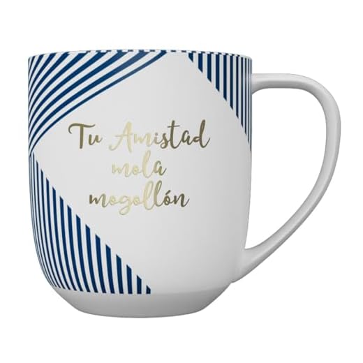 DRAEGER PARIS 1886 - Taza Cerámica Elegante Azul/Rosa con Mensaje Personalizado y Detalles en Oro - Capacidad 320ml - Diseño Chic Geométrico - Ideal para Decoración - Caja de Regalo Incluida