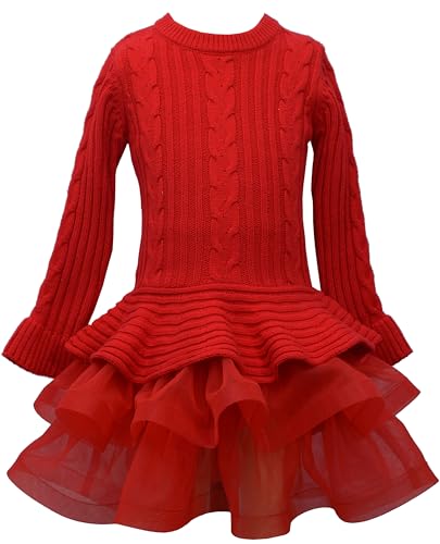 Bonnie Jean Chunky Cable Knit Sweater Dress with Tutu Skirt| Matching Sister Outfits for Infants, Toddlers, and Girls