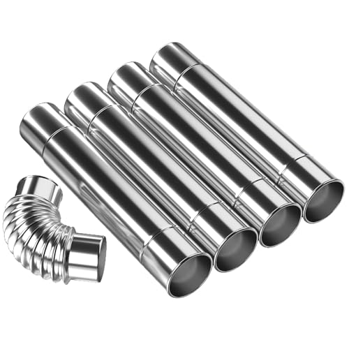 Chimneys Pipe AVOFOREST 5 Pcs Diameter 2.36Stainless Steel Stove Chimneys Durable Chimney Pipe Kit