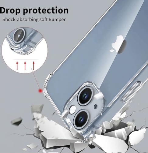 Image of Fashionury 3D Raised Transparent Crystal Clear Back Cover for iPhone 14 | Shockproof Design | Anti-Slip Grip | Camera Protection | 360 Degree Protection Mobile Case