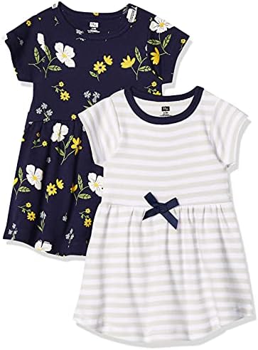 Hudson Baby Infant and Toddler Girl Cotton Dresses Night Blooms, 2 Toddler