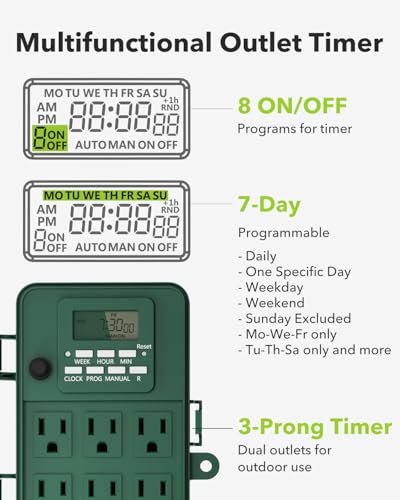 image for BN-LINK Outdoor Power Stake, 7-Day Programmable Digital Timer, 6 Outle