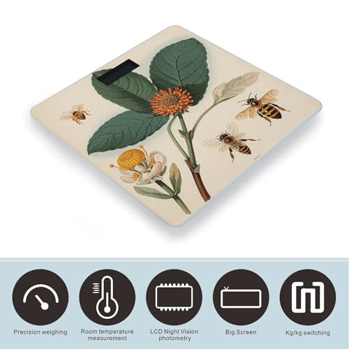 Báscula digital con ilustración vintage de abeja miniatura 3