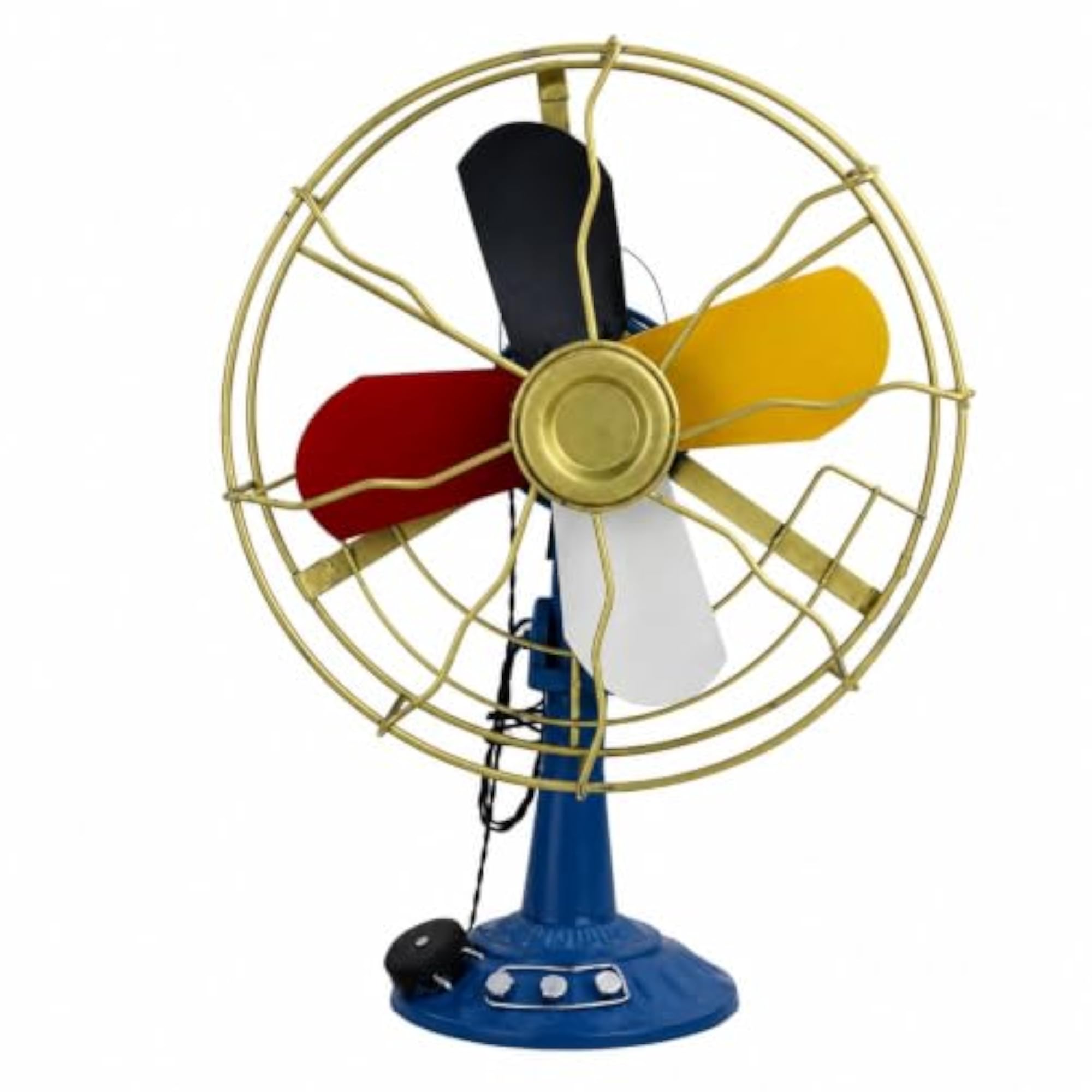 Freestanding Decorative Fan with Pedestal Base, Rainbow Blue