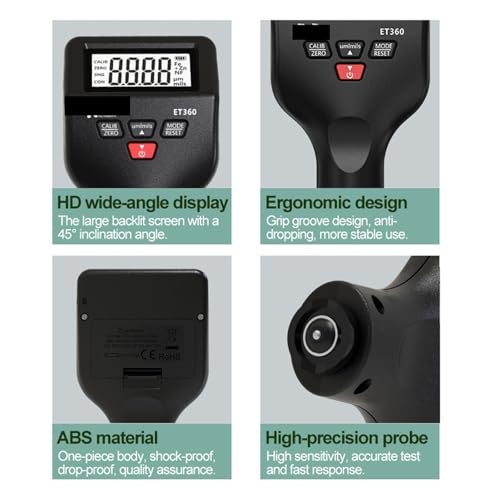 Medidor de Espesor de Pintura ET360 Mini, Medidor de Espesor de Recubrimiento de Alta Precisión para Automóvil, Calibrador Digital miniatura 4