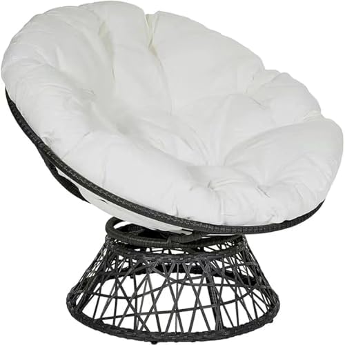 AHSBND Large Round Papasan Chair Cushion, Thick Outdoor Rocking Chair Cushion, Rattan Hanging Basket Cushion, Egg Nest Replacement Pad(White,40 * 40cm)