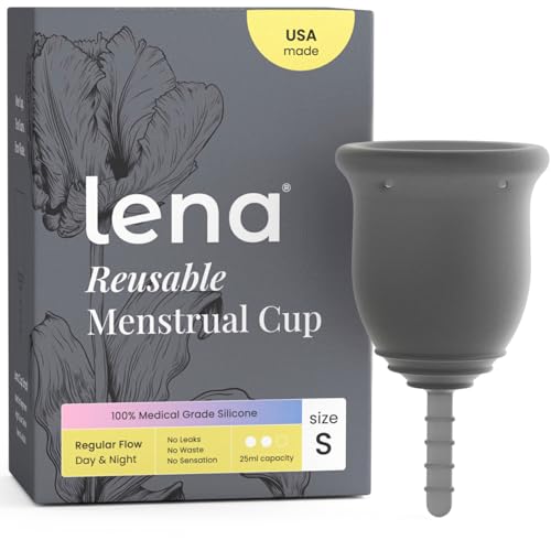 Image of Lena Menstrual Cup Original - Soft Medical-Grade Silicone Period Cups for Women Light and Medium Flow, Reusable 12-Hour Leak-Free Comfort, Beginner-Friendly Feminine Care - Small, Gray