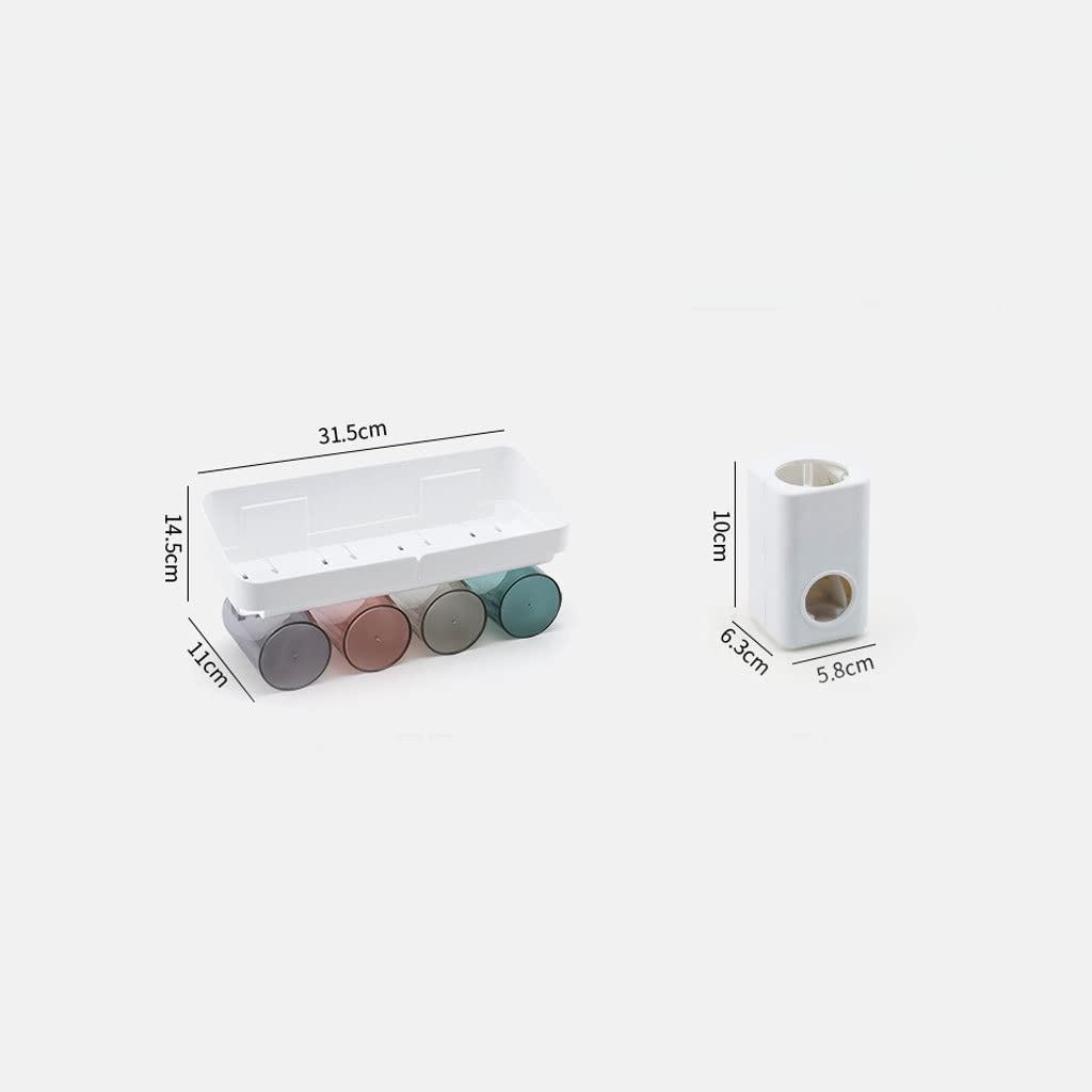 Estante Para Cepillos de Dientes Organisateur Mural, Porte-brossage à Dents avec dispensateur et Tasses Support pour Brosse à Dents de Bain(E)