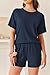 Ekouaer Schlafanzug Damen Kurz Pyjama Set Sommer Nachtwäsche Shorty Schlafanzüge Kurzarm Hausanzug Rundhals Loungewear, Marineblau L