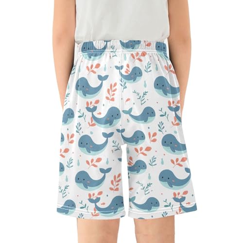Whale Pattern Pajama Pants Short Sleep Pants Pajama Bottoms Elastic Waist with Pockets 6-14 Years2