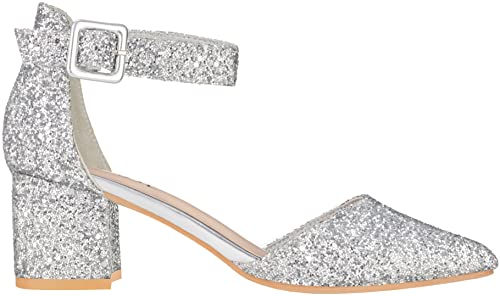 ILLUDE Women’s Heels Pointy Closed Toe Pump Ankle Strap Chunky Low Block Heels2