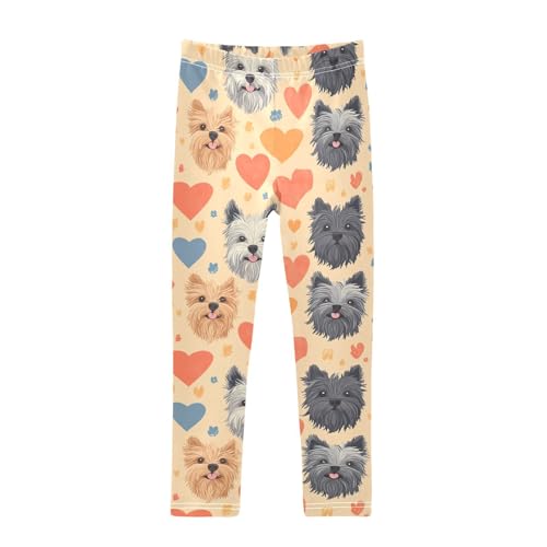 Cairn Terrier Girls Leggings,Workout Leggings for Girls Toddler Athletic Leggings Size for 3-10T