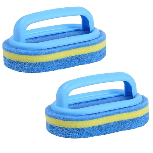 2 esponjas limpiadoras para el hogar, cepillo de esponja con mango, fuerte poder de limpieza superabsorbente, adecuado para cocina, cocina, baño, sala de estar, limpieza de vidrio