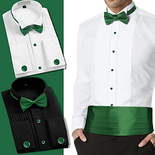 AMITER Men’s Cufflinks and Tuxedo Studs Set, Suitable for Black Suit White Shirts on Wedding, Anniversary, Birthday2