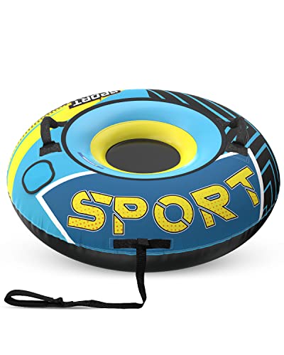 Heavy Duty Snow Tube with Premium Canvas Cover for Kids and Adults - Commercial Grade Sledding Winter Outdoor Toys for Children Boys Girls 47 inch