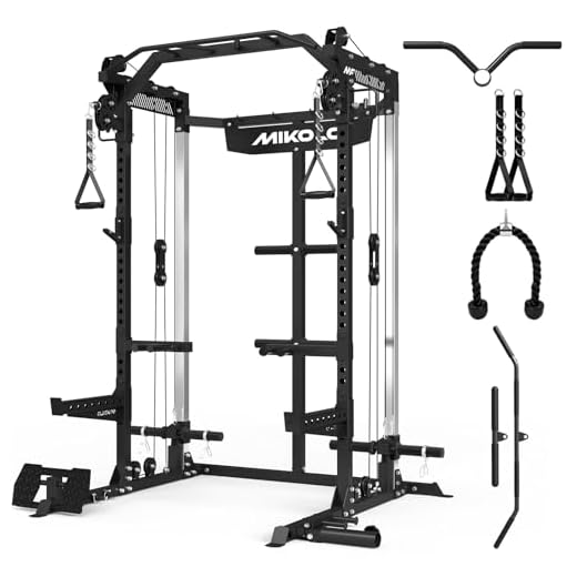 Mikolo Power Cage, 2000LB Power Rack with Independent Dual Pulley System, Multi-Function Home Gym Workout Machine for Cable Crossover (Black)
