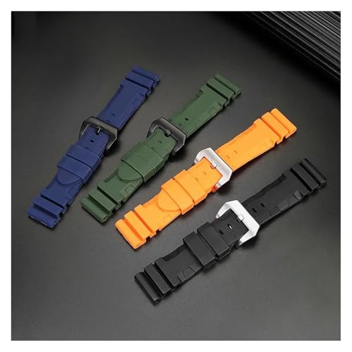 Bracelet silicone 24mm vert pour remplacer bracelet Panerai 359