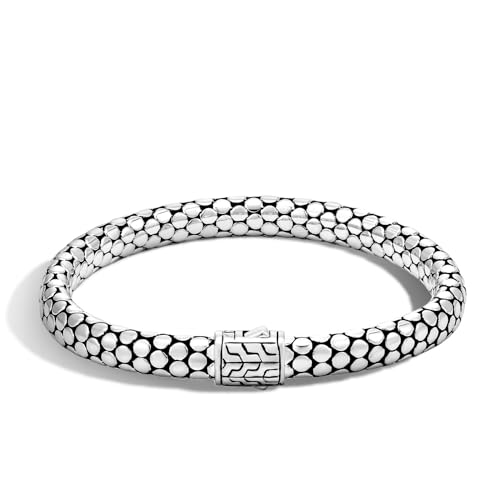 John Hardy Dot Collection, Women's Bracelet, 6.55MM 925-Sterling Silver, Luxury Women's Wrist Bracelet with Pusher Clasp