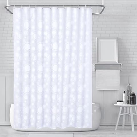 RAY STAR Plastic PEVA Shower Curtain Liner with Hooks, Sun Pattern Stall Vinyl Shower Liner Waterproof Bathroom Decor 70X72 Inch (Signature Delivery) Cover