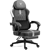 MEENICE Gaming Stuhl mit Taschenfederkissen und Kühlung Gel, Gaming Sessel mit Fußstütze, Ergonomischer Game Stuhl Hohe Zurück für Erwachsene Black Weiß