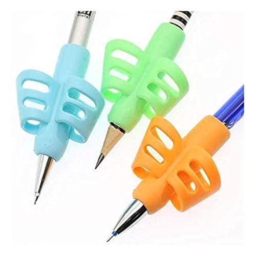 BrightAutism 3 Pack Training Pencil Holder - Posture Correction Tool - Writing Aid Grip - Ergonomic Silicone Finger Grip -Training pencil grip for Handwriting - Specialized for children with Autism, A