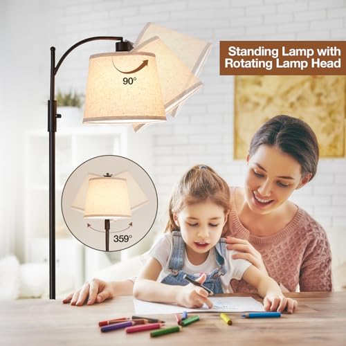 Image of AIDENOEY Smart Floor Lamp with Side Table | Stepless Dimming, RGB Multi-Color | Adjustable Swivel Head | Voice Control with Alexa & Google Assistant |Black Lamp for Living Room,Bedroom,Home Office