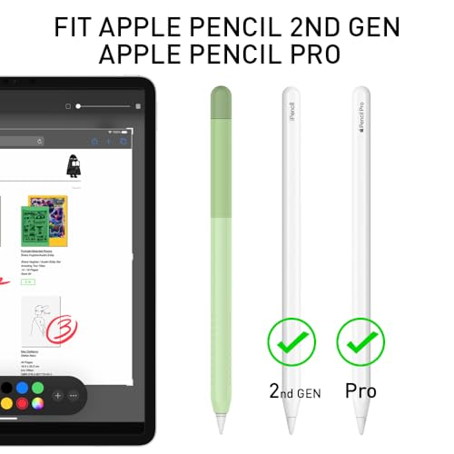 Image of Delidigi Silicone Case, Green, Compatible with Apple Pencil 2nd Generation, Portable Electronic Device Cover for Protecting, Storing, and Carrying