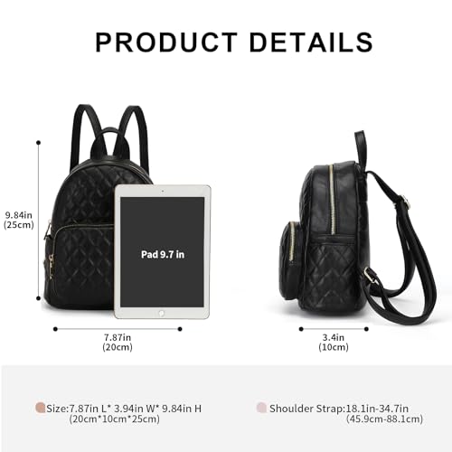 Image of Quilted Small Backpack for Women PU Leather Casual Handbag Daypack Purse | Stylish Quilted Design, water-resistant premium PU leather, matches all daily outfits, lightweight for everyday carry